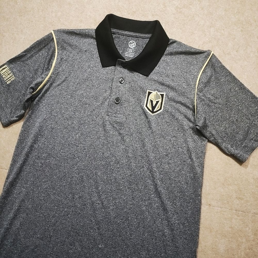 NHL Vegas Golden Knights Gray and Black Polo Shirt -H